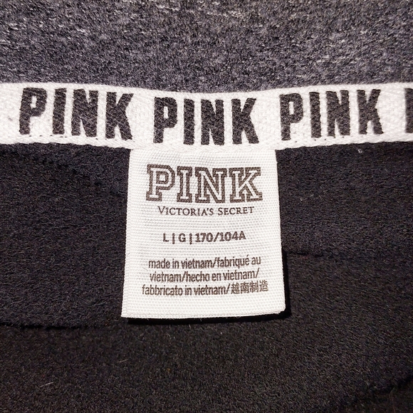 PINK Victoria's Secret Size Large Black & White Full Zip Colorblock Hoodie - Picture 7 of 8